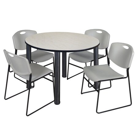 Regency Kee Round Table & Chair Set, Wood, Metal, Polypropylene Top, Maple TB48RNDPLBPBK44GY